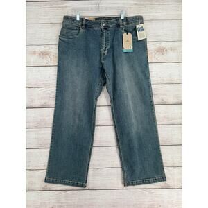 prAna Axiom Straight Leg Jeans Mens 38x30 Blue Medium Wash Stretch NEW